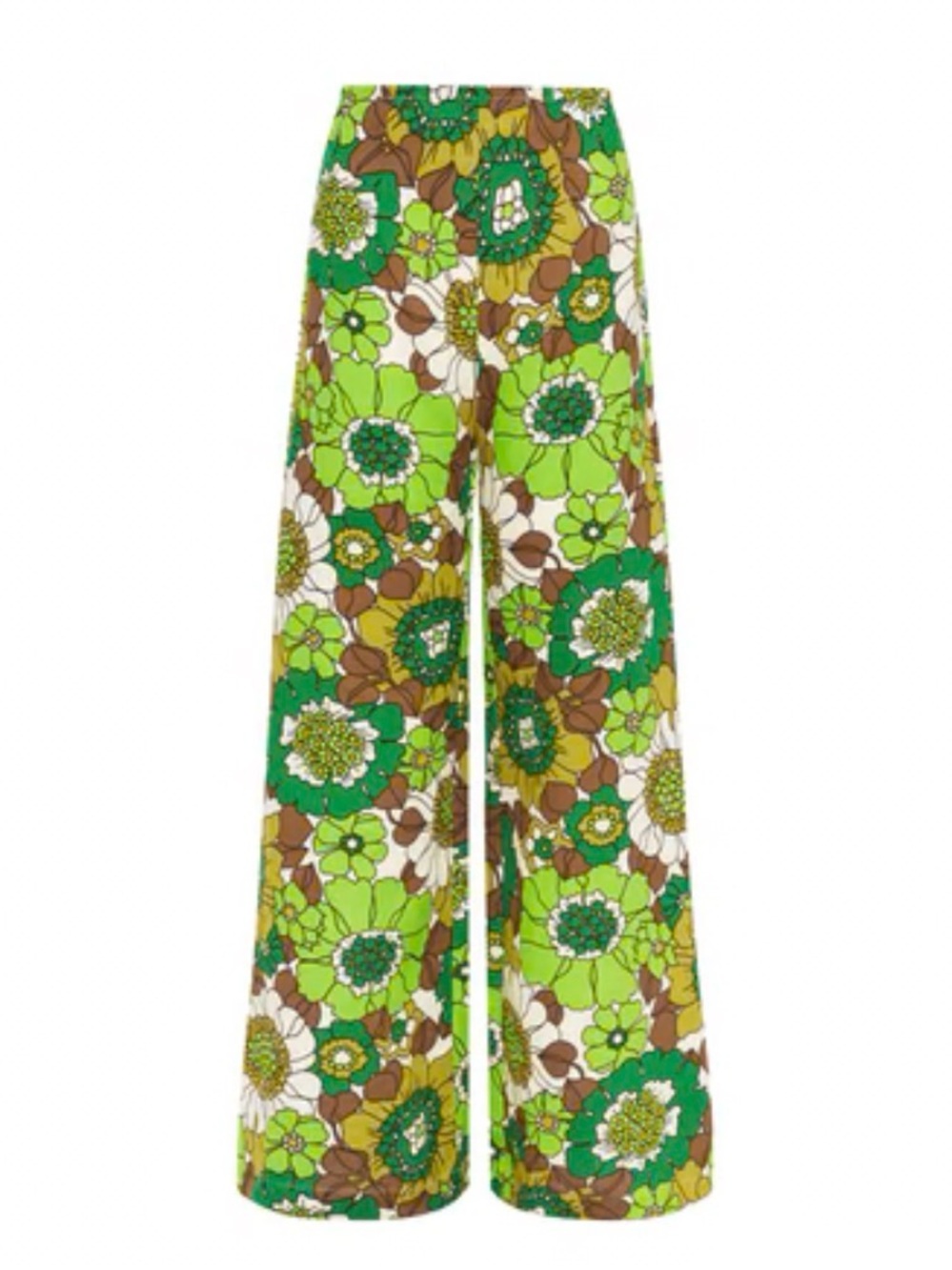 Faithfull the Brand Lime & Brown Floral Wide-Leg Pants